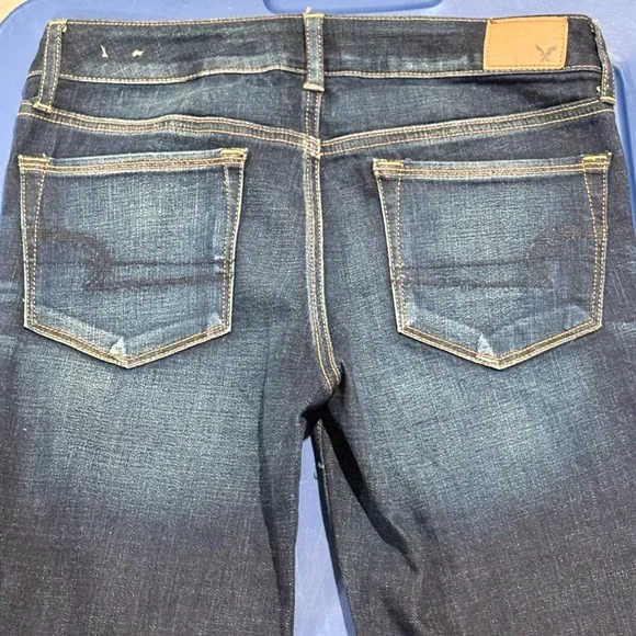 American Eagle Outfitters Dark Blue Skinny Kick Jeans - Picture 3 of 4